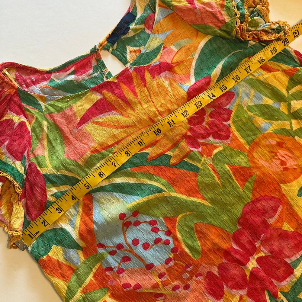 Rachel Rachel Roy Colorful Tropical Top Womens XL Tiered Flutter Sleeve Resort - Picture 8 of 9